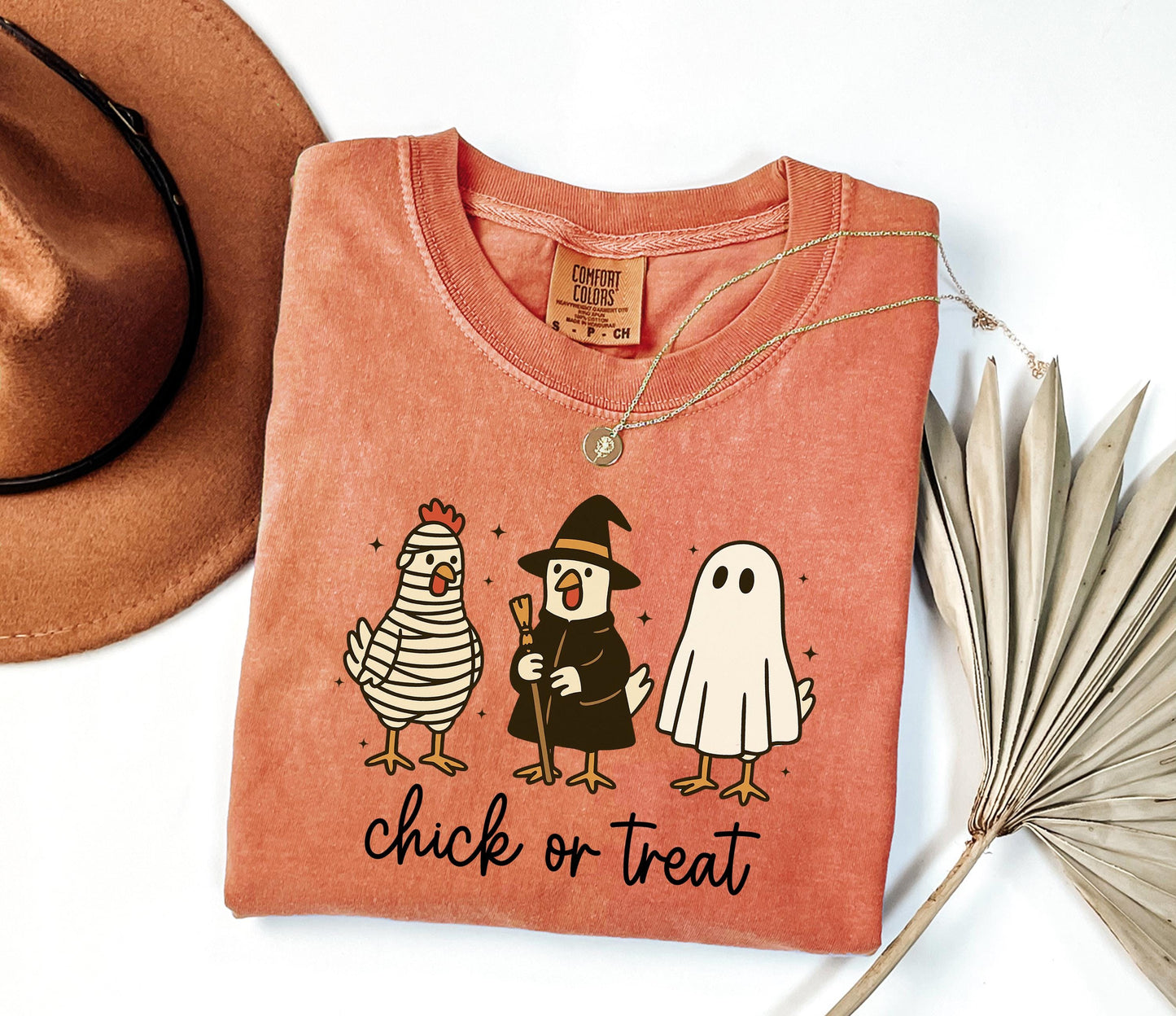 Comfort Colors® Chick Or Treat Shirt,Halloween Shirt, Funny Halloween Tshirt, Cute Halloween, Fall Chicken Shirt Trick Or Treat
