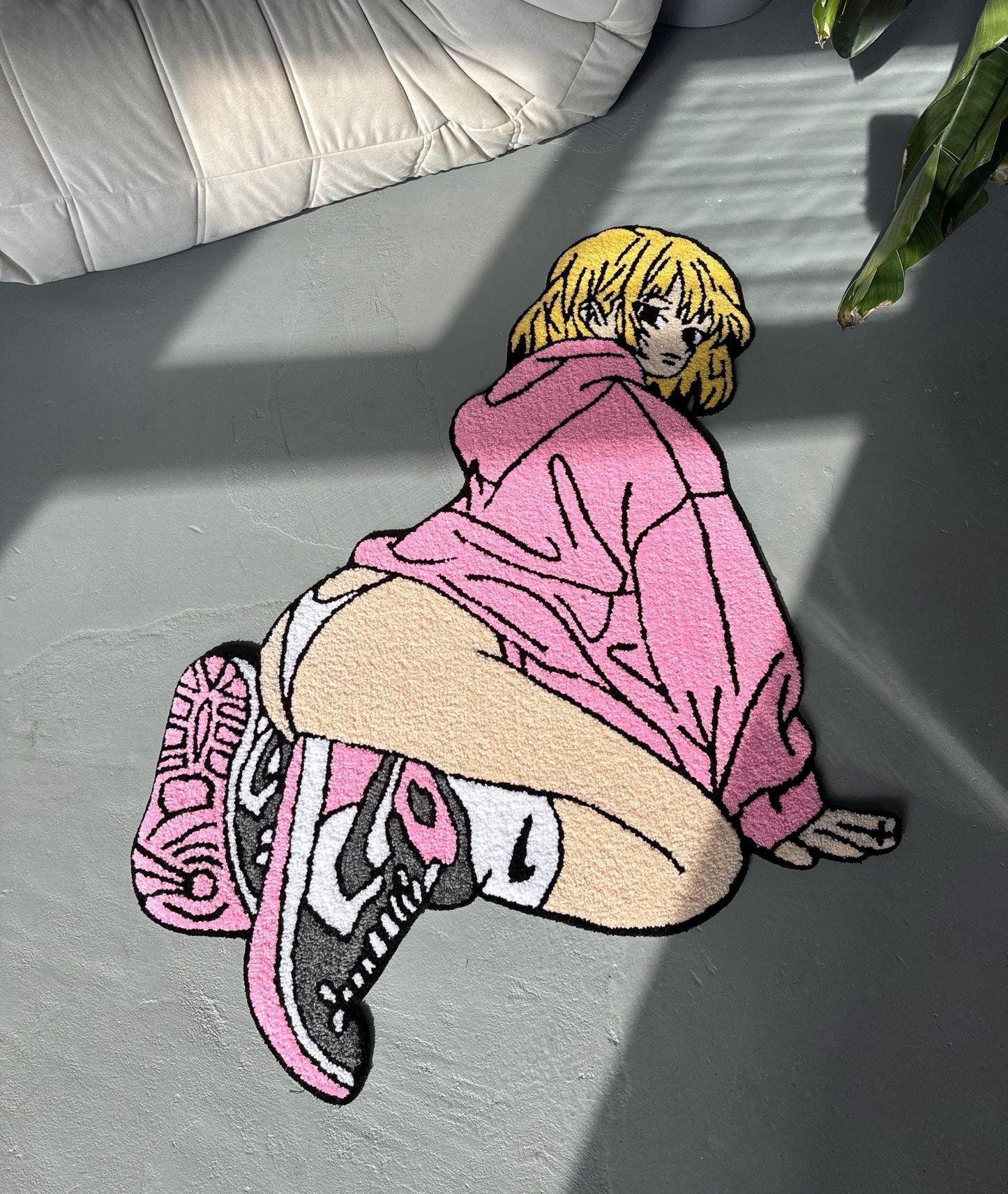 Handmade Tufted Anime Girl Rug: Gift for Anime Lovers