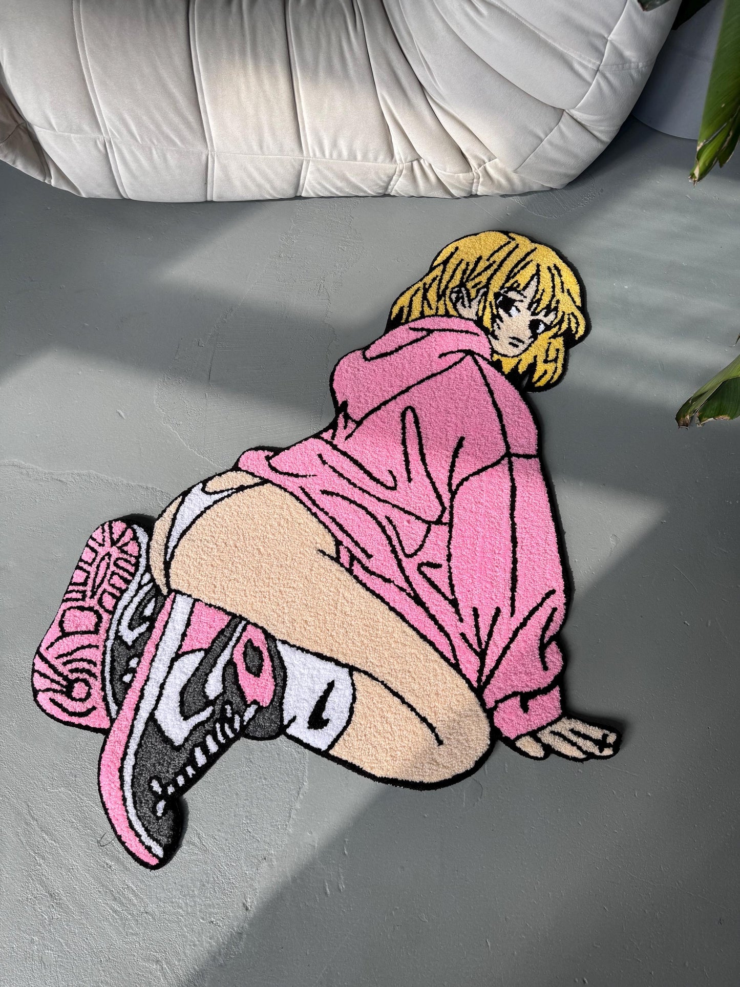 Handmade Tufted Anime Girl Rug: Gift for Anime Lovers