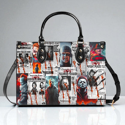 The Horror Gazette, Waterproof Vegan Leather Handbag, Top Handle, High-quality Crossbody Bag, Shoulder bag, Tote Bag, Scary movie lovers