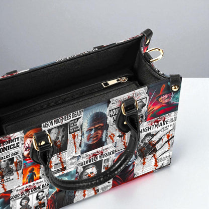 The Horror Gazette, Waterproof Vegan Leather Handbag, Top Handle, High-quality Crossbody Bag, Shoulder bag, Tote Bag, Scary movie lovers