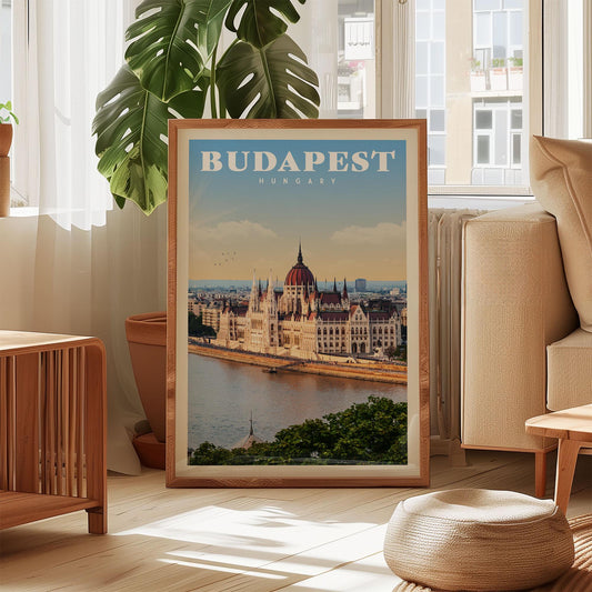 Budapest Vintage Poster, Budapest Print, Budapest Travel Wall Decor, Hungary Wall Art, Budapest Gift, Budapest Map, Budapest Painting