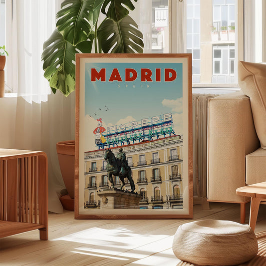 Madrid Poster, Spain Art Prints, Madrid Wall Art, Madrid Print, Puerta Del Sol Print, Spanish Art, Madrid Travel Poster, Vintage Spain