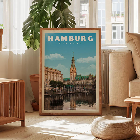 Hamburg Vintage Poster, Hamburg Travel Print, Germany Travel Wall Decor, Hamburg Germany Wall Art, Hamburg Germany Gift