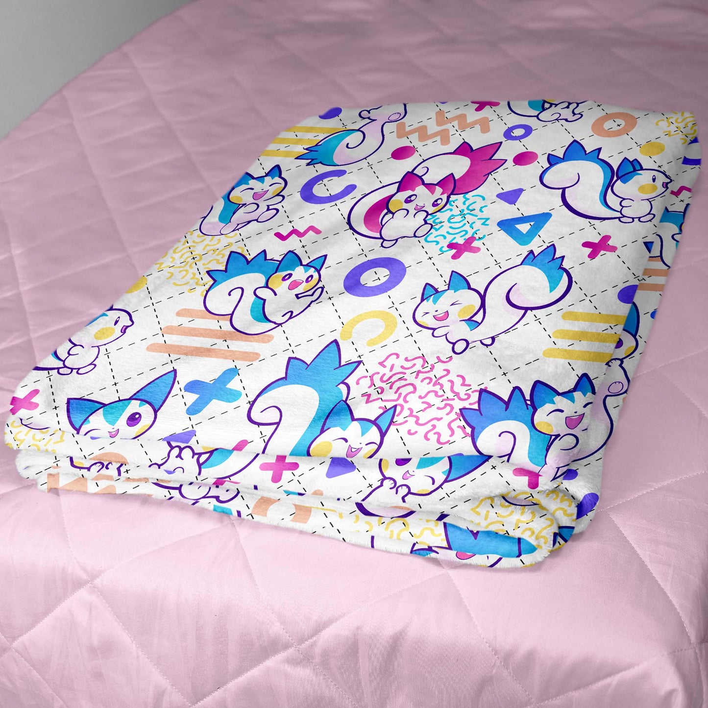 Pachirisu Fleece Blanket, Cute Squirrel Throw Blanket, Soft Cozy Cotton Baby Blanket, Colorful Bedding Decor, Pachirisu Blanket Gifts