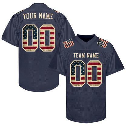 Custom Navy Football Jersey Men Women, Personalized Navy USA Flag Football Team Jersey Shirt, Uniform Fan Gift Outfit Game Day Sports Jersey