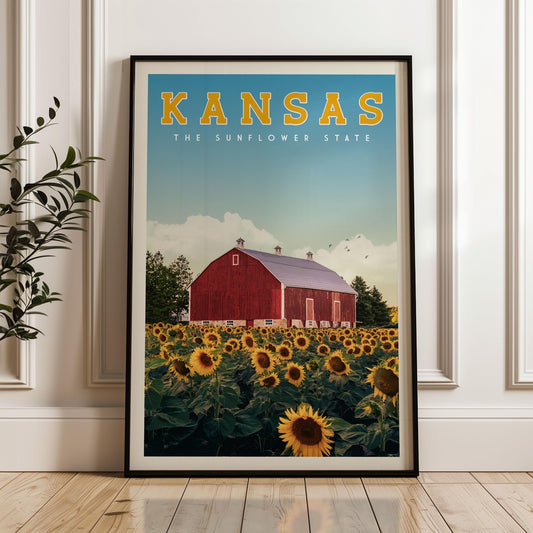 Kansas Poster, Kansas Print, Kansas State Wall Art, Retro Kansas Home Decor, Vintage Kansas Photo, Kansas Gift