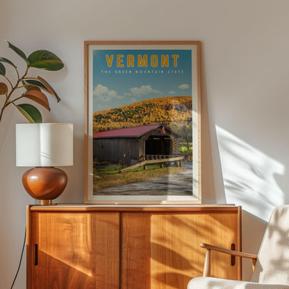 Vermont Travel Poster, Vermont Art Print, Vermont Gift, Vermont Wall Art, Vermont Home Decor, Retro Vermont Canvas