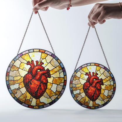 Anatomical Heart Art Glass Suncatcher Window Decor Unique Gift for Medical Student or Valentine's Day