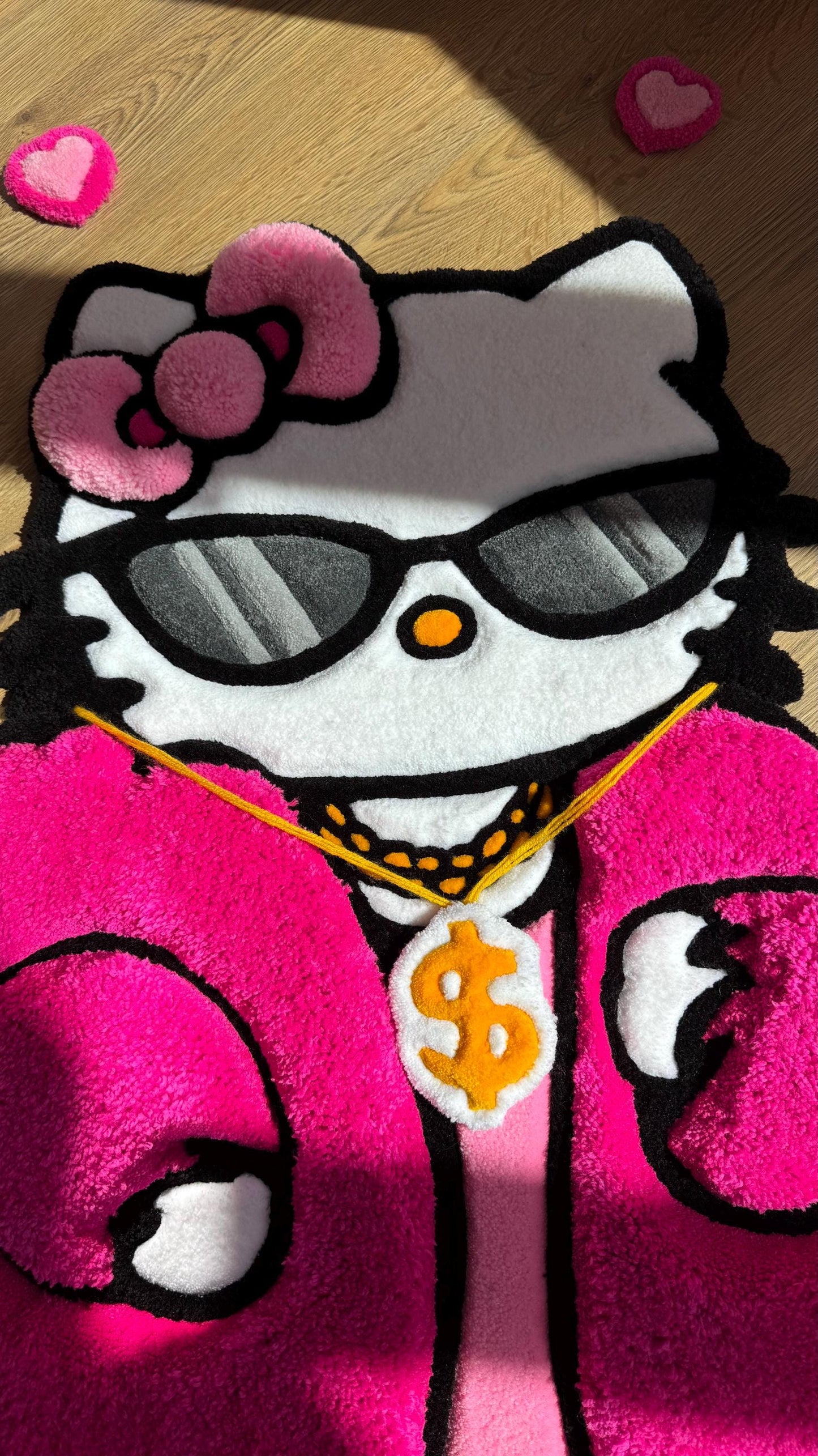 Old Money Kitty Rug – Custom 3D Puffy Tufted Carpet, Fluffy Handmade Cute Gift, Kawaii Decor for Girls Room or Aesthetic Bedroom