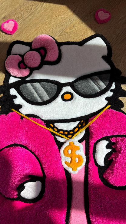 Old Money Kitty Rug – Custom 3D Puffy Tufted Carpet, Fluffy Handmade Cute Gift, Kawaii Decor for Girls Room or Aesthetic Bedroom