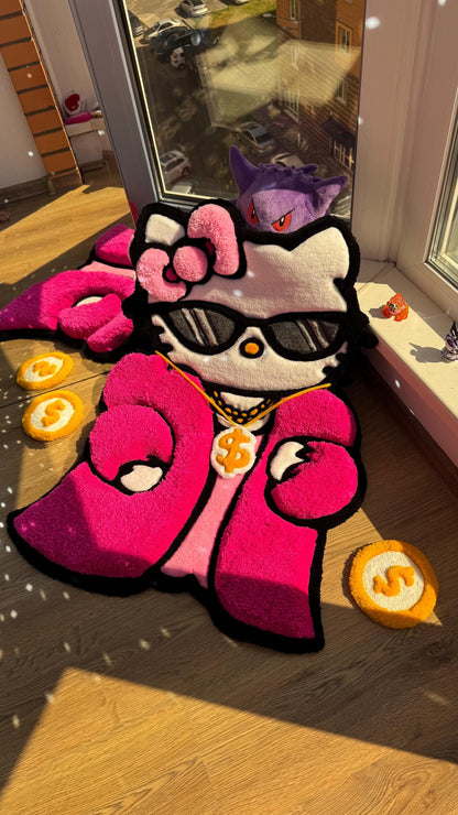 Old Money Kitty Rug – Custom 3D Puffy Tufted Carpet, Fluffy Handmade Cute Gift, Kawaii Decor for Girls Room or Aesthetic Bedroom