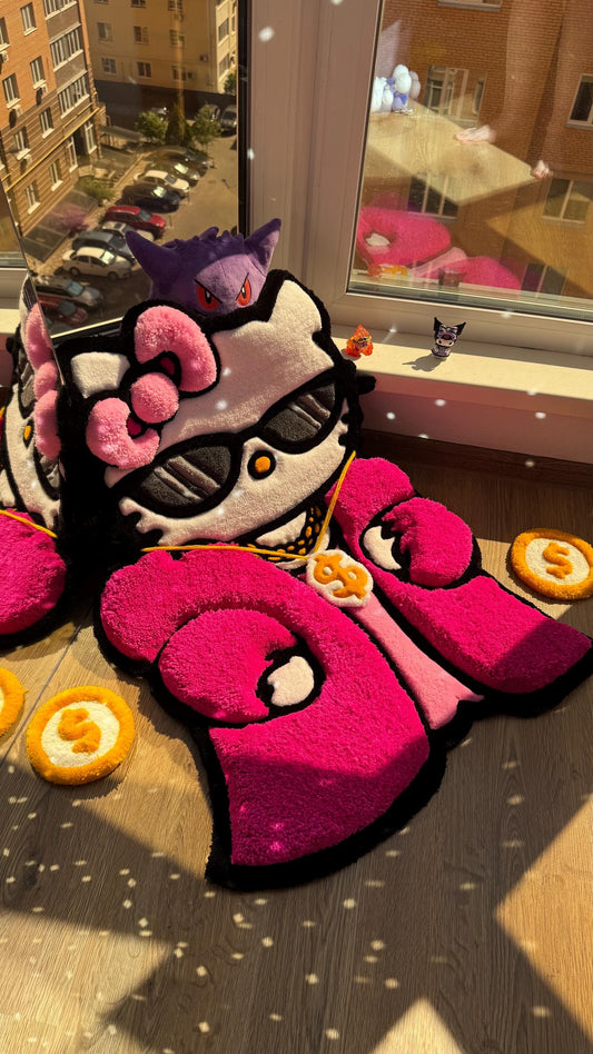 Old Money Kitty Rug – Custom 3D Puffy Tufted Carpet, Fluffy Handmade Cute Gift, Kawaii Decor for Girls Room or Aesthetic Bedroom