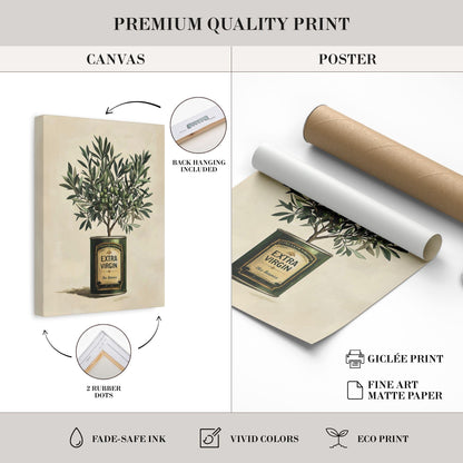 Olive Tree Kitchen Wall Art Extra Virgin Olive Oil Poster Rustic Greenery Dining Room Print Country Kitchen Oil Painting Wall Art Poster