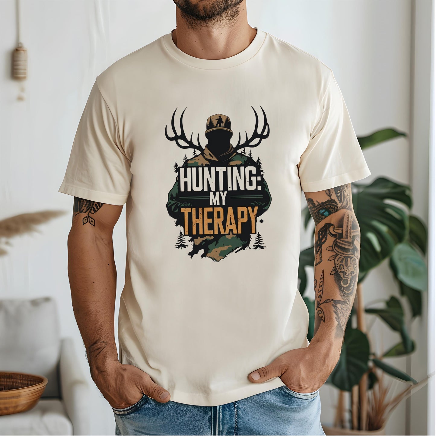 Hunting Therapy Shirt: Men's Outdoor Graphic Tee - Bella Canvas 3001