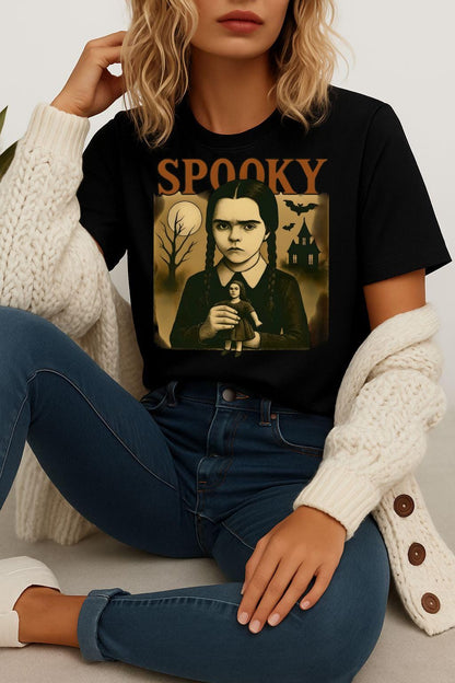Spooky Wednesday Adams inspired Vintage Halloween Graphic T-Shirt, Spooky Shirt, Unisex Tee, Gothy Fashion