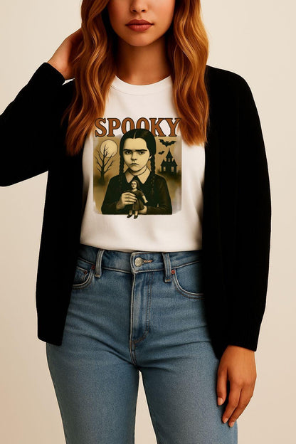 Spooky Wednesday Adams inspired Vintage Halloween Graphic T-Shirt, Spooky Shirt, Unisex Tee, Gothy Fashion