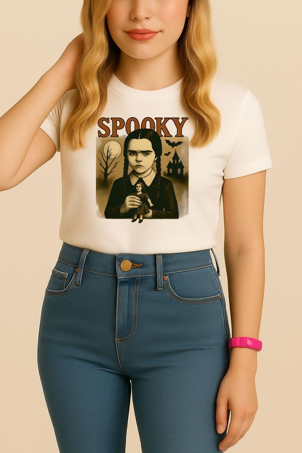 Spooky Wednesday Adams inspired Vintage Halloween Graphic T-Shirt, Spooky Shirt, Unisex Tee, Gothy Fashion