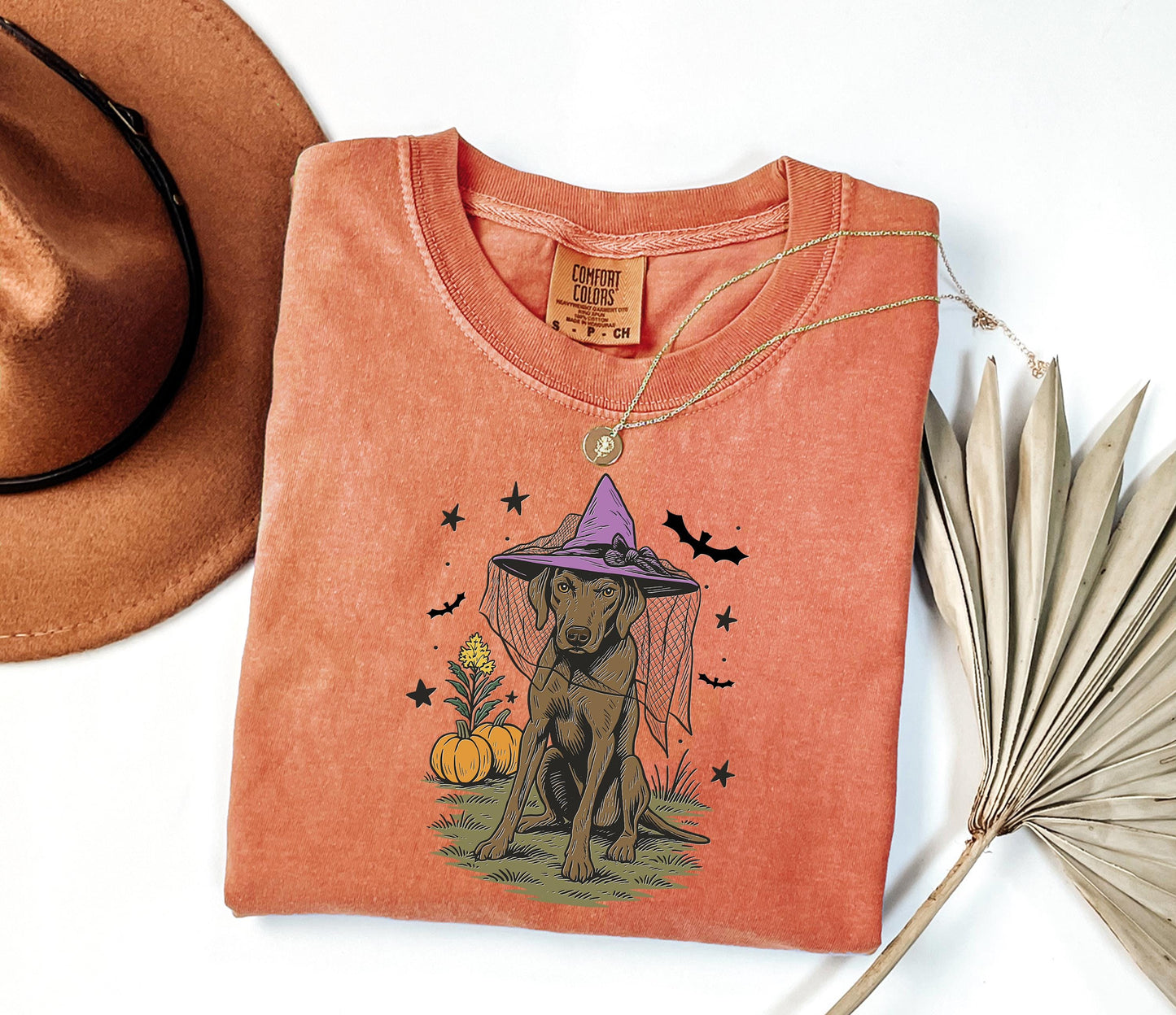 Comfort Colors® Halloween Witch Dog Shirt, Fall Pumpkin Labrador Shirt, Spooky Dog Halloween Shirt, Fall Dog Shirt, Halloween Dog Shirt
