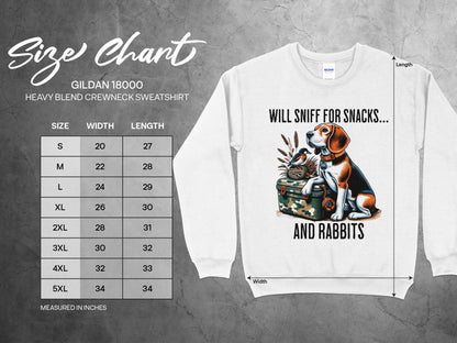 Funny Beagle T-Shirt: Will Sniff for Snacks and Rabbits