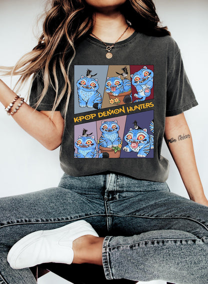 Demon Hunter Tiger Shirt, Merch Kpop Shirt, Hunters Tiger fan, Derpy the Tiger And Bird Demon Hunter Tiger Tee, Kpop Demon Hunters Shirt