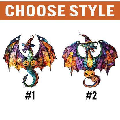 Halloween Dragon Window Hanging, Spooky Gothic Fantasy Decor, Witchy Pumpkin Fall Accent, Haunted House Autumn Party Decoration Gift