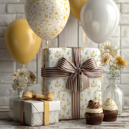 Cute Duckling Wrapping Paper: Glossy and Matte Finish