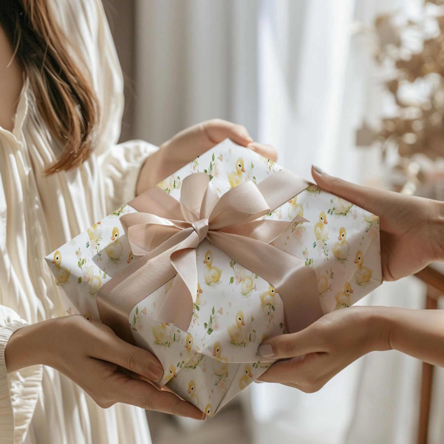 Cute Duckling Wrapping Paper: Glossy and Matte Finish