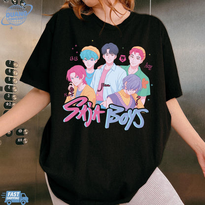 Kpop Saja Boys Shirt, Kpop Demon Hunters T-shirt, Demon Hunters Merch, Kpop Huntrix Pin shirt, Saja Boys Fan Gifts