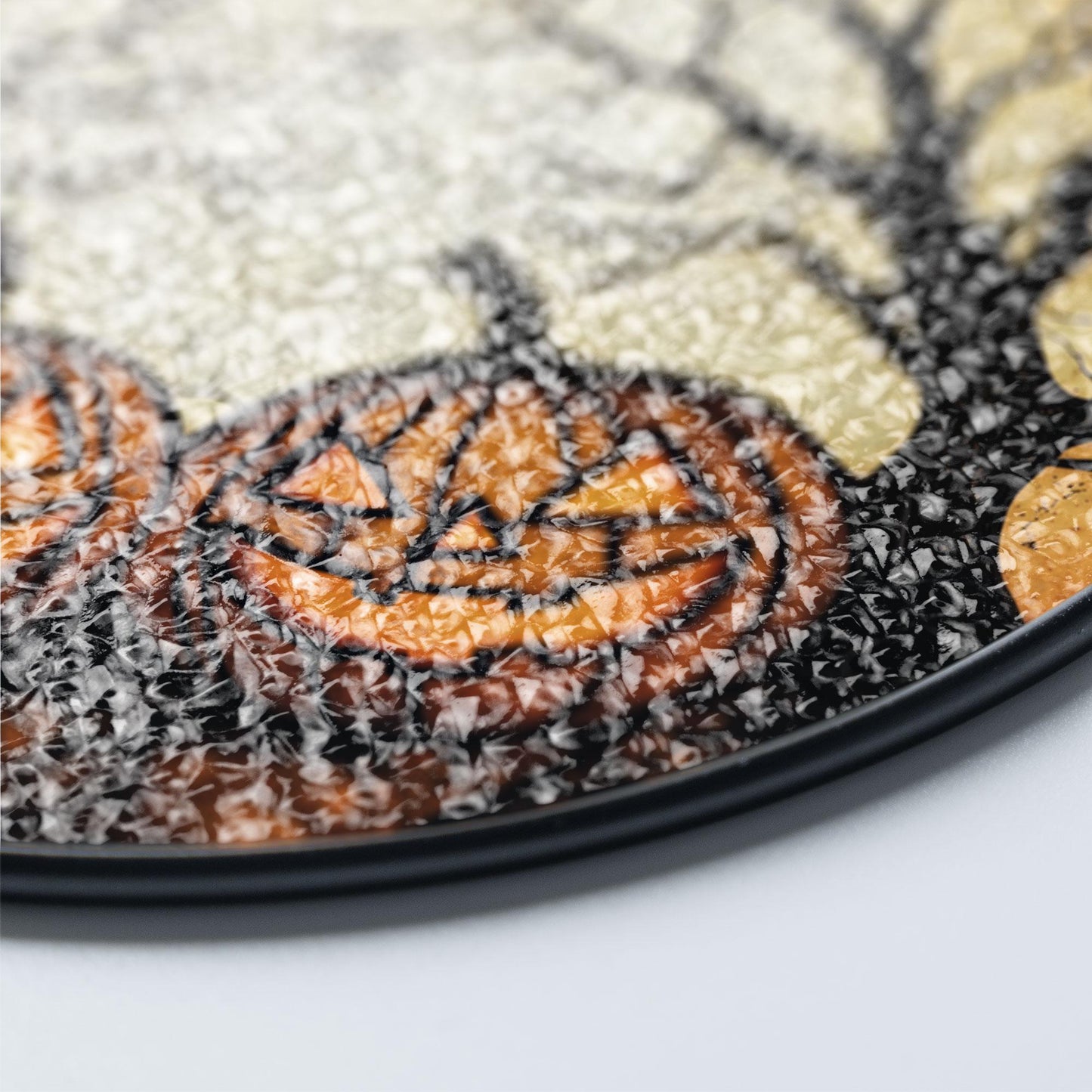 Halloween Jack-O’-Lantern Pumpkin Stained Glass – Spooky Tree & Bat Window Hanging, Gothic Fall Suncatcher for Haunted House or Autumn Decor