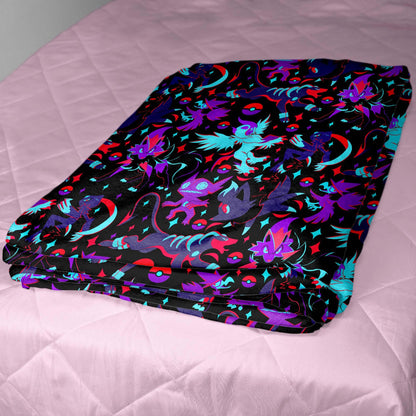 Absol Sableye Fleece Blanket, Dark Fantasy Fleece Throw, Soft Cozy Cotton Blanket, Home Decor Blanket, Absol Blanket Gifts