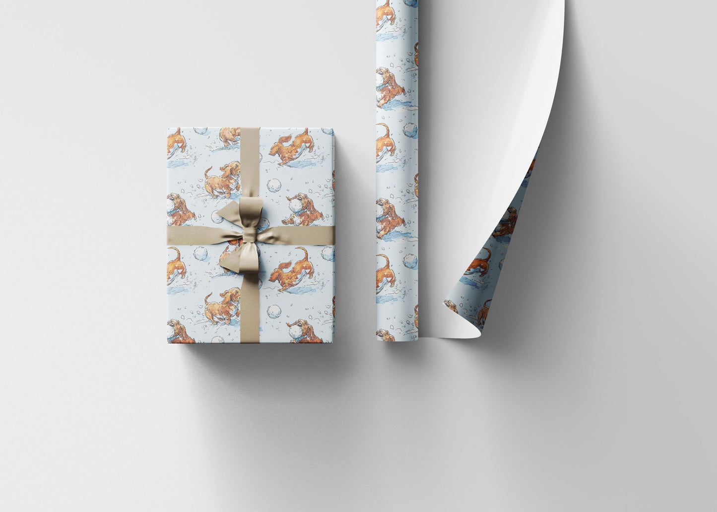 Cute Winter Dachshund wrapping paper for Dog Lovers | Weiner Dog gift wrap for Doxie Mama, Dachshund Mom or Sausage Dog Fan