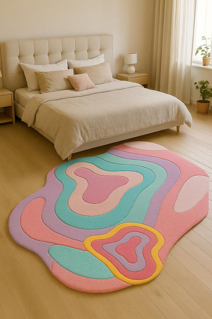 Hand-Tufted New Zealand Wool Rug: Color Pool Design