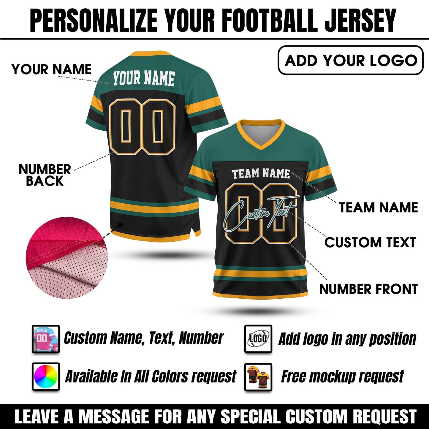 Personalized Name Number Logo Football Jersey Custom Jersey Colors Team Uniform Shirt For Adult Kid, Football Fan Tee Concert outfit