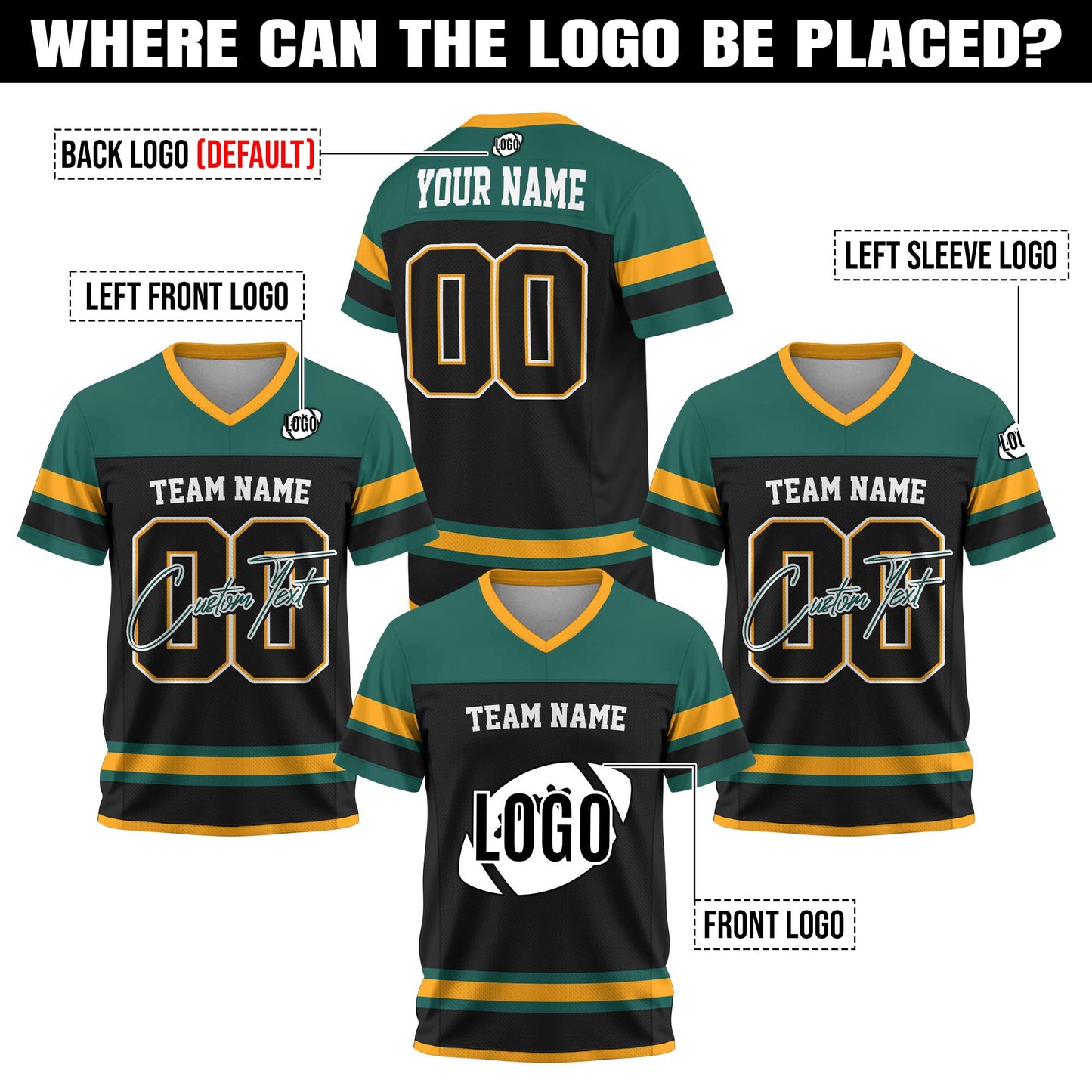 Personalized Name Number Logo Football Jersey Custom Jersey Colors Team Uniform Shirt For Adult Kid, Football Fan Tee Concert outfit