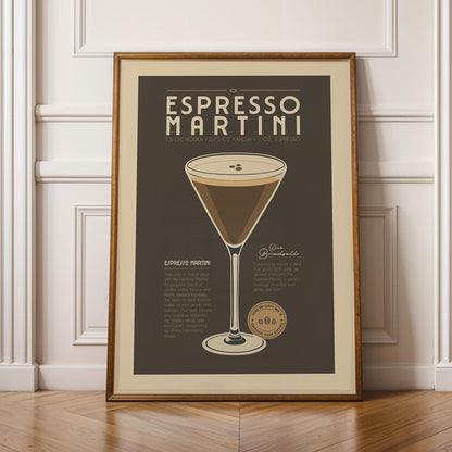 Espresso Martini Print, Espresso Martini Poster, Cocktail Bar Wall Art, Bar Cart Art Prints, Retro Cocktail Print, Bar Cart Accessories