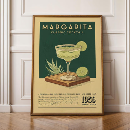 Margarita Cocktail Print, Margarita Cocktail Poster, Bar Wall Art, Classic Bar Cart Art Prints, Retro Cocktail Print, Bar Accessories