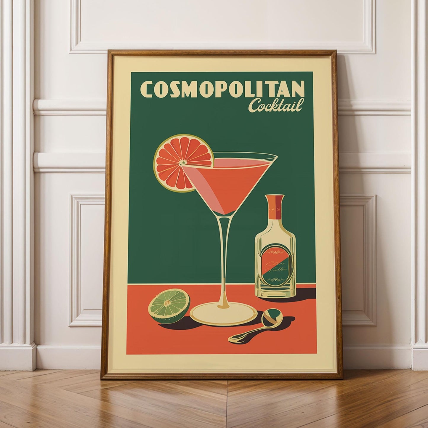 Cosmopolitan Cocktail Print, Cosmopolitan Cocktail Poster, Bar Wall Art, Classic Bar Cart Art Prints, Retro Cocktail Print, Bar Accessories