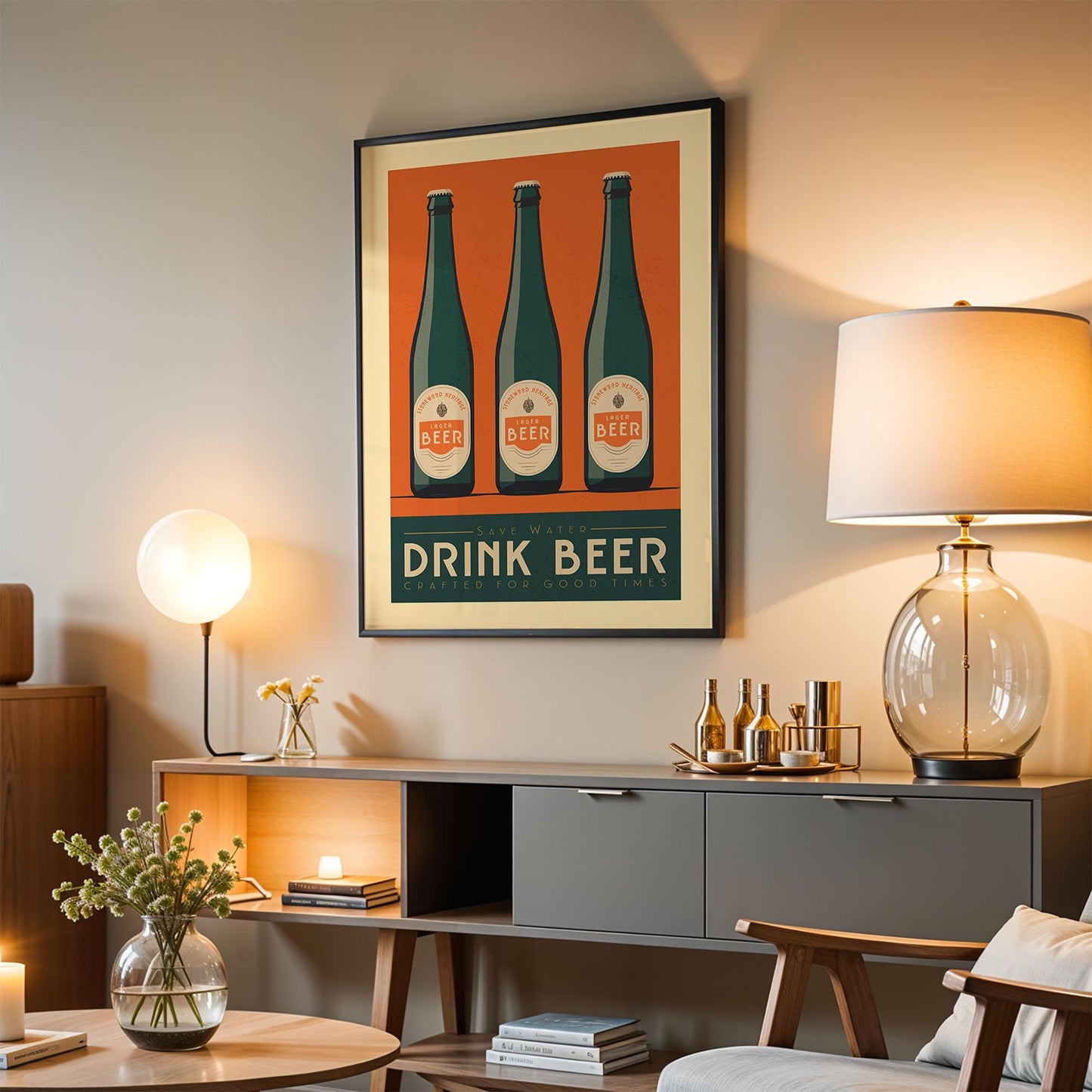 Beer Print, Beer Poster, Bar Wall Art, Classic Bar Cart Art Prints, Retro Cocktail Print, Bar Accessories, Beer Gift, Vintage Beer Wall Art