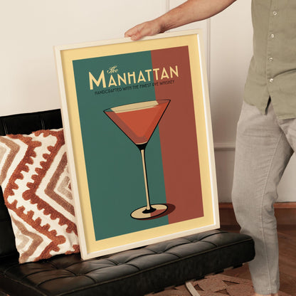 Manhattan Cocktail Print, Manhattan Cocktail Poster, Bar Wall Art, Classic Bar Cart Art Prints, Retro Cocktail Print, Bar Cart Accessories