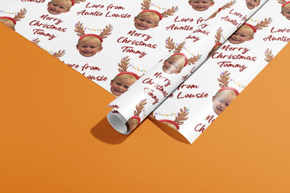 Reindeer Christmas Wrapping Paper, Custom, Gift Wrap, Personalised Paper, Your Details, Holiday, Packing Paper, Christmas, Santa Hat, Recyle