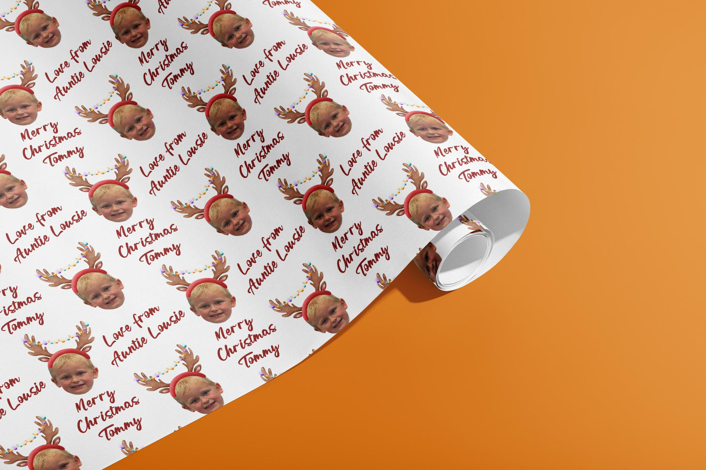 Reindeer Christmas Wrapping Paper, Custom, Gift Wrap, Personalised Paper, Your Details, Holiday, Packing Paper, Christmas, Santa Hat, Recyle