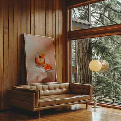 Old Fashioned Cocktail with Cheese Balls Fine Art Print | Cute Quirky Whimsical | Cocktail Art | Bar Cart Decor | Trendy Home Wall Art Gift