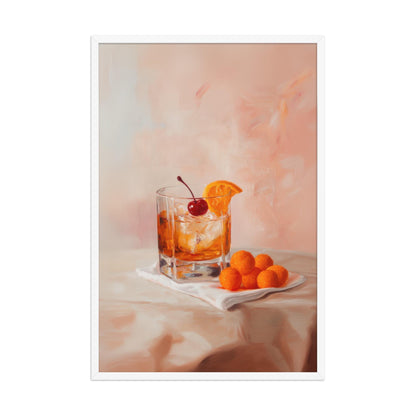 Old Fashioned Cocktail with Cheese Balls Fine Art Print | Cute Quirky Whimsical | Cocktail Art | Bar Cart Decor | Trendy Home Wall Art Gift