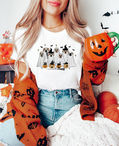 Halloween Ghost Dog Shirt, Cute Ghots Dog T-shirt, Spooky Season Outfit, Retro Halloween Tees, Halloween Dog Clothing Gifts