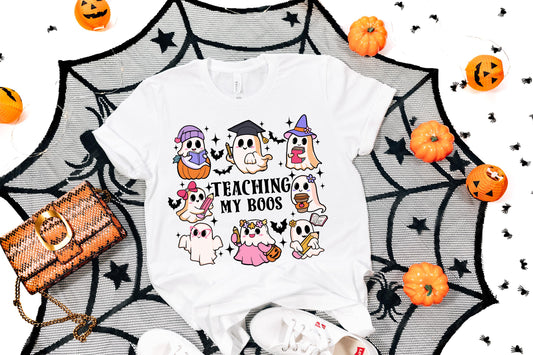 Teaching My Boos Halloween Teacher Shirt ,Cute Ghost Teacher Tee, Fall School Shirt, Spooky Season, Teacher Ghost Tee, Ghost Teacher Tee