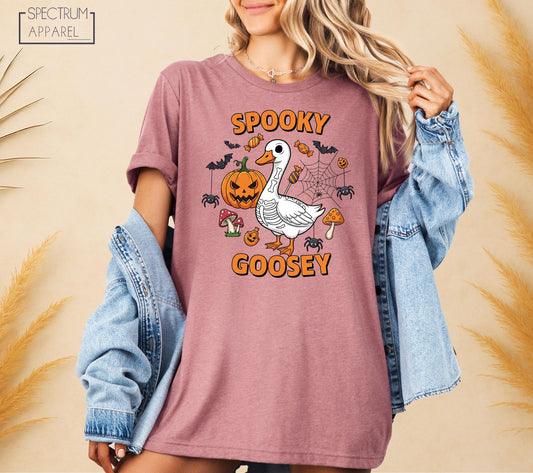 Halloween Spooky Goosey Shirt, Cute Spooky Goosey Shirt, Skeleton Goose Tee, Funny Duck Shirt, October Trick or Treat Shirt, Fun Animal Tee