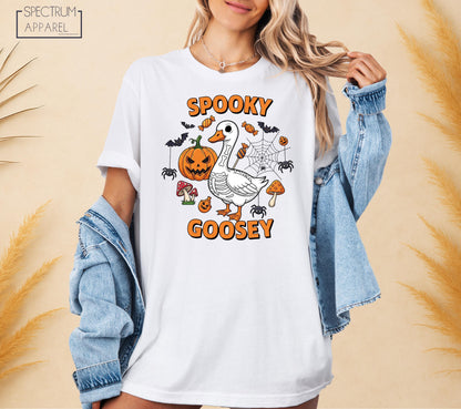 Halloween Spooky Goosey Shirt, Cute Spooky Goosey Shirt, Skeleton Goose Tee, Funny Duck Shirt, October Trick or Treat Shirt, Fun Animal Tee