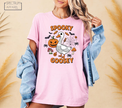 Halloween Spooky Goosey Shirt, Cute Spooky Goosey Shirt, Skeleton Goose Tee, Funny Duck Shirt, October Trick or Treat Shirt, Fun Animal Tee