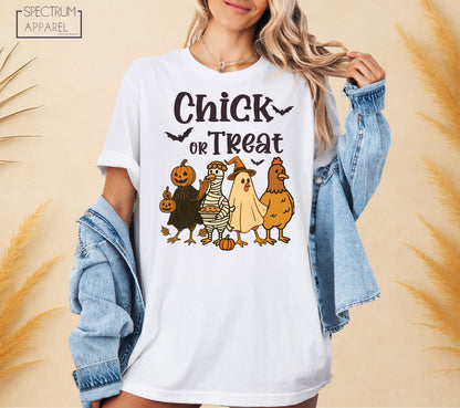 Chick Or Treat T-Shirt, Spooky Chick or Treat Chicken T-Shirt, Cute Chicken Halloween Shirt, Funny Animal Fall Shirt, Trick Or Treat T-Shirt